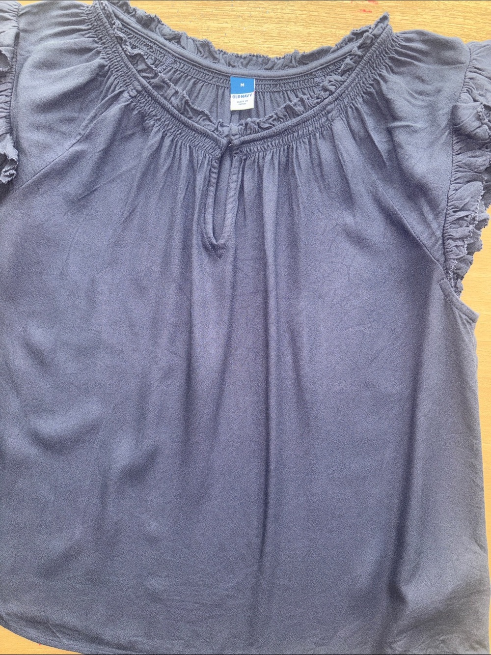 Old Navy Charcoal Ruffled Cap Sleeve Women's Top